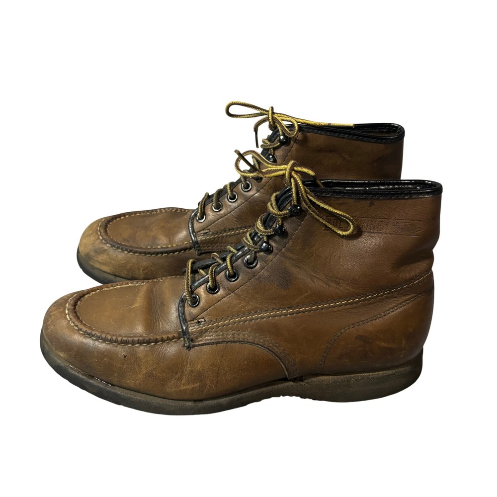 Vintage Wolverine Durables Moc‎ Toe Work Boot Mens 9C Brown Leather USA